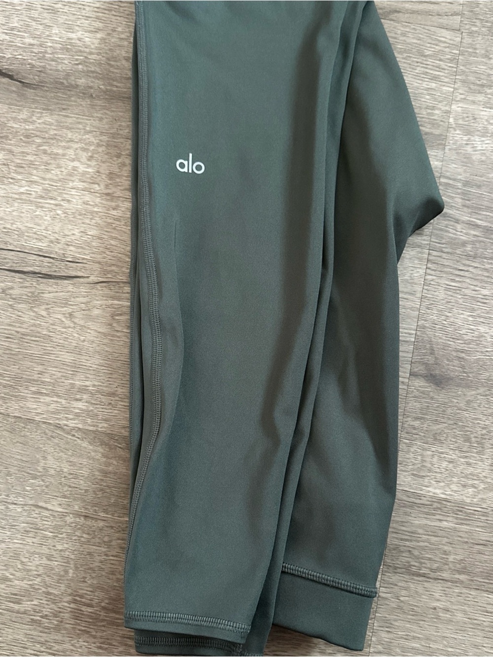 ALO Yoga Kids Olive Leggings with White Logo